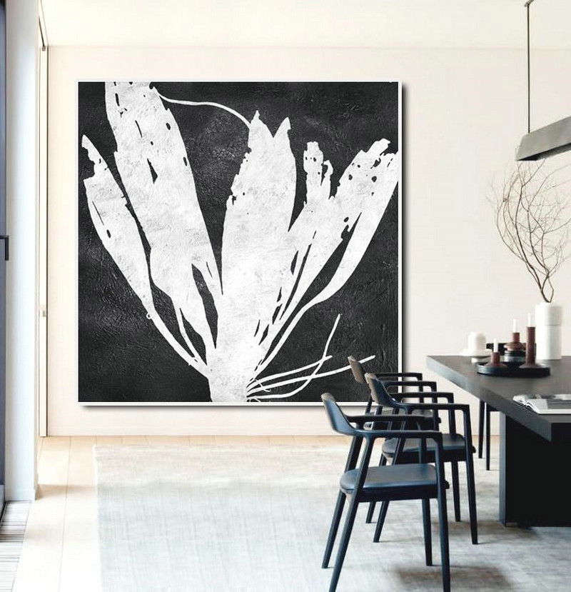 Abstract Painting Extra Large Canvas Art,Oversized Minimal Black And White Painting - Oversized Canvas Art